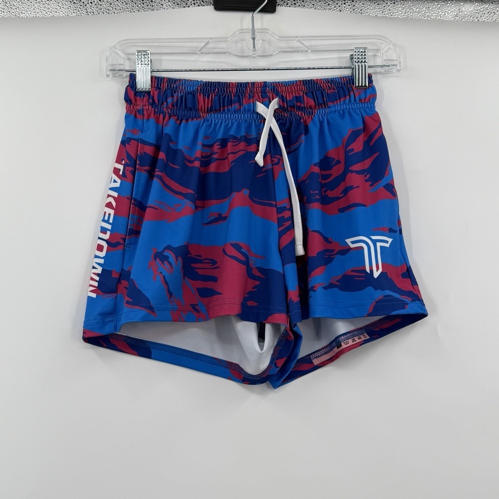 Takedown Shorts Womens Size Small Athletic Drawstring Boxing Look Blue Purple